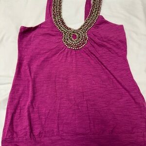 Maurices Pink Embellished Sleeveless Tank Top